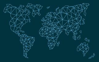 Blauer Linie Polygon-globaler Karten-Vektor vektor