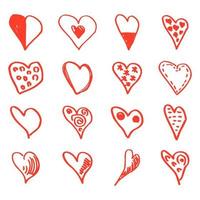 ikoner uppsättning av hand dra stil hjärta. vektor illustration