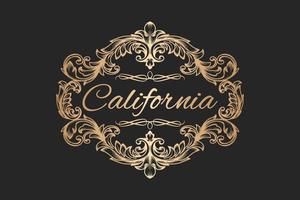 Luxus-Kalifornien-Logo mit barockem Zierlogo vektor