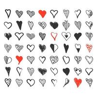 ikoner uppsättning av hand dra stil hjärta. vektor illustration