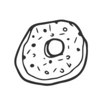 Donut-Illustration. hand gezeichnete skizze des donuts. fast-food-illustration im gekritzelstil. vektor