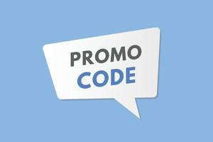 Promo-Code-Textschaltfläche. Promo-Code-Zeichen-Symbol-Aufkleber-Web-Schaltflächen vektor