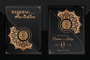 luxus-mandala-hochzeitseinladungskartenvorlage mit muster arabischem islamischem hintergrund vektor