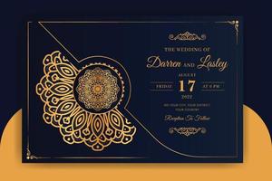 luxus-mandala-hochzeitseinladungskartenvorlage mit muster arabischem islamischem hintergrund vektor