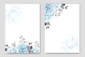 florale marineblaue hochzeitseinladungskartenvorlage vektor