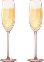 karikaturgläser champagner, kohlensäurehaltiges getränk in den gläsern lokalisiert vektor