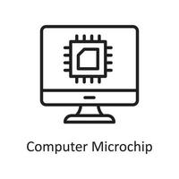 Computer-Mikrochip-Umriss-Icon-Design-Illustration. Symbol für Webhosting und Cloud-Dienste auf Datei mit weißem Hintergrund eps 10 vektor