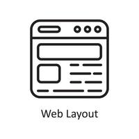 Web-Layout-Umriss-Icon-Design-Illustration. Symbol für Webhosting und Cloud-Dienste auf Datei mit weißem Hintergrund eps 10 vektor