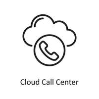Cloud-Call-Center-Umriss-Icon-Design-Illustration. Symbol für Webhosting und Cloud-Dienste auf Datei mit weißem Hintergrund eps 10 vektor
