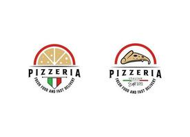 logotyp för italiensk pizzeria. modern stil ljus minimalistisk pizza restaurang vektor symbol