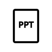ppt-Dateisymbolzeile isoliert auf weißem Hintergrund. schwarzes, flaches, dünnes Symbol im modernen Umrissstil. Lineares Symbol und bearbeitbarer Strich. einfache und pixelgenaue strichvektorillustration. vektor