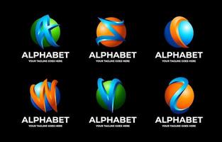 3d alfabet logotyp uppsättning mall vektor