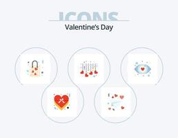valentines dag platt ikon packa 5 ikon design. kärlek tecken. dejta. gåva. alla hjärtans dag. hjärta vektor