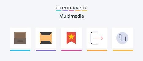 multimedia platt 5 ikon packa Inklusive . stjärna. Vinka. ljud. kreativ ikoner design vektor