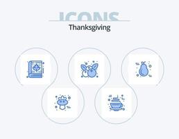 Thanksgiving Blue Icon Pack 5 Icon-Design. Birne. Kirschen. Herbst. das Erntedankfest. Kirsche vektor