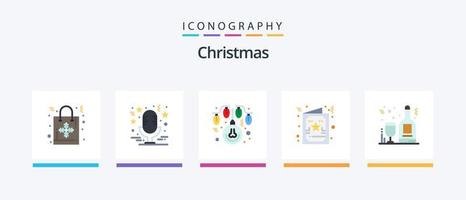 Christmas Flat 5 Icon Pack inklusive Alkohol. Gruß. Musik. Weihnachten. Lichter. kreatives Symboldesign vektor