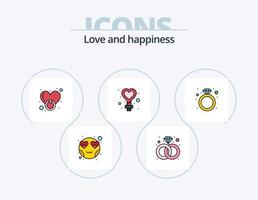 kärlek linje fylld ikon packa 5 ikon design. bubbla. hjärta. romantisk. chatt. intelligens vektor