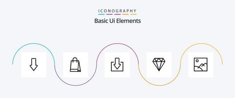 grundläggande ui element linje 5 ikon packa Inklusive bild. bild. pil. gam. juvel vektor