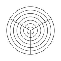 Polargitter aus 3 Segmenten und 6 konzentrischen Kreisen. Kreisdiagramm der Lebensstilbalance. Vorlage für das Rad des Lebens.