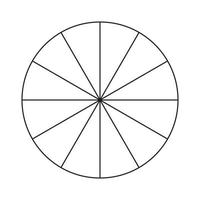 cirkel paj Diagram. framsteg sektorer. tolv sektioner eller steg. diagram hjul. platt bearbeta cykel. vektor