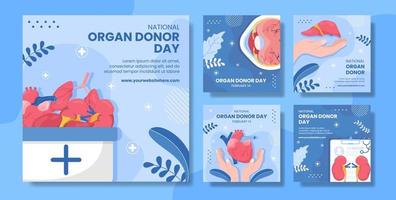 värld organ donation dag social media posta platt tecknad serie hand dragen mallar illustration vektor