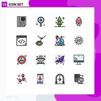 Stock Vector Icon Pack mit 16 Zeilenzeichen und Symbolen zum Codieren von Baby-Job-Osterbaum-editierbaren kreativen Vektordesign-Elementen