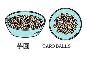 taro boll. kinesisk ny år taro bollar efterrätt vektor illustration