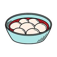 ljuv klimp soppa tang yuan vektor illustration. kinesisk ny år efterrätt tangyuan