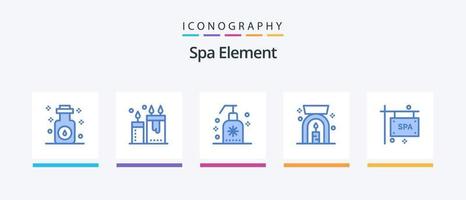 Spa Element Blue 5 Icon Pack inklusive Schild. Spa. Spa. Lampe. Spa. kreatives Symboldesign vektor