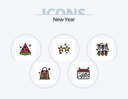 ny år linje fylld ikon packa 5 ikon design. livsmedelsbutik. mobil. år. kärlek. enhet vektor