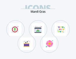 Mardi Gras Flat Icon Pack 5 Icon Design. Girlande. Gras. Dekor. Maske. Kalender vektor