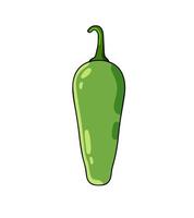 jalapeno peppar. kryddad grön chili. mexikansk mat. isolerat tecknad serie illustration. vektor