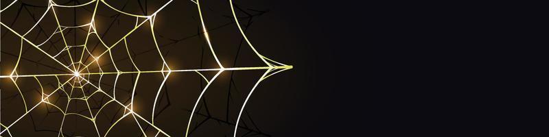 elegant guld Spindel webb bakgrund baner med glitter ljus vektor