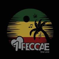 reggae tema ett kärlek festival musik bakgrund med musikalisk anteckningar sammansättning, cannabis och kokos träd vektor
