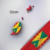 glücklicher unabhängigkeitstag von grenada, kombinationskarte und flaggendesign vektor