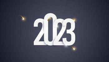 Frohes neues Jahr 2023 abstrakter Hintergrund mit weißen 3D-Gold-Texteffekten vektor