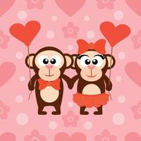 Valentinstag nahtlose Hintergrundkarte mit Affen vektor