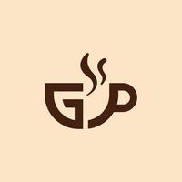 brev gp kaffe logotyp design vektor