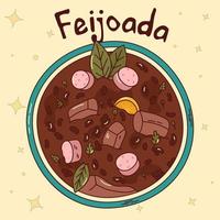 Brasilianisches traditionelles Essen. feijoada. vektorillustration im handgezeichneten stil vektor
