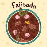 brasiliansk traditionell mat. feijoada. vektor illustration i hand dragen stil