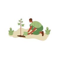 vektorillustration von leuten, die bäume pflanzen. Konzept der Rettung der Erde. Ökologisches Freiwilligenkonzept. Design für Ökologie-Aktivismus vektor