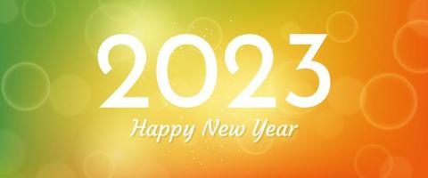 Frohes neues Jahr 2023 Inschrift auf verschwommenem Hintergrund. weiße zahlen auf hintergrund mit konfetti, bokeh und linseneffekt. Vektor-Illustration vektor