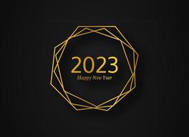 2023 guten Rutsch ins Neue Jahr Goldgeometrischer polygonaler Hintergrund. goldener geometrischer polygonaler rahmen mit glänzenden effekten für weihnachtsgrußkarten, flyer oder poster. Vektor-Illustration vektor