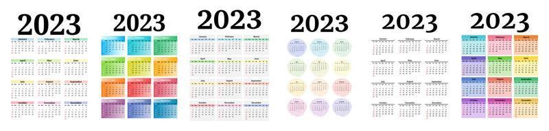 Kalender für 2023 isoliert auf weißem Hintergrund vektor