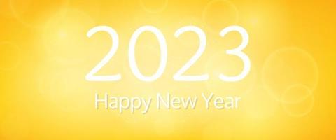 Lycklig ny år 2023 inskription på suddig bakgrund. vit tal på bakgrund med konfetti, bokeh och lins blossa. vektor illustration