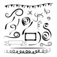 handgezeichnete dekorative kalligraphische, party-, rahmen-, banner- und textelemente vektor