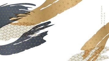 japansk bakgrund med geometrisk mönster vektor. lyx borsta stroke element med guld dekoration i årgång stil. vektor