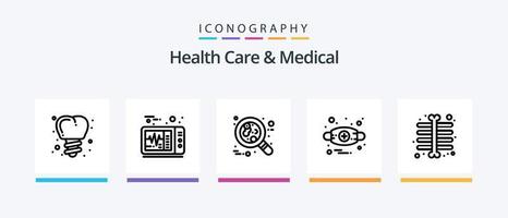 hälsa vård och medicinsk linje 5 ikon packa Inklusive . anafylaxi. optiker. allergi. medicinsk. kreativ ikoner design vektor