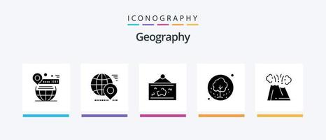 Geographie Glyphe 5 Icon Pack inklusive Pflanze. Baum. Stift. Bild. aufhängen. kreatives Symboldesign vektor