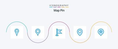 Map Pin Blue 5 Icon Pack inklusive. Lage. starren vektor